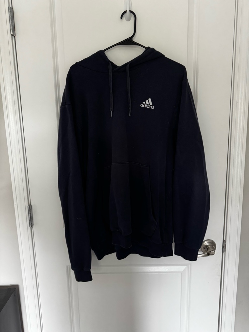 adidas Black Pullover Hoodie with White Logo Tag
